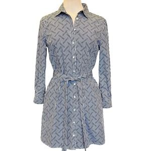 Brooks Brothers Striped Blue and White Midi Dress